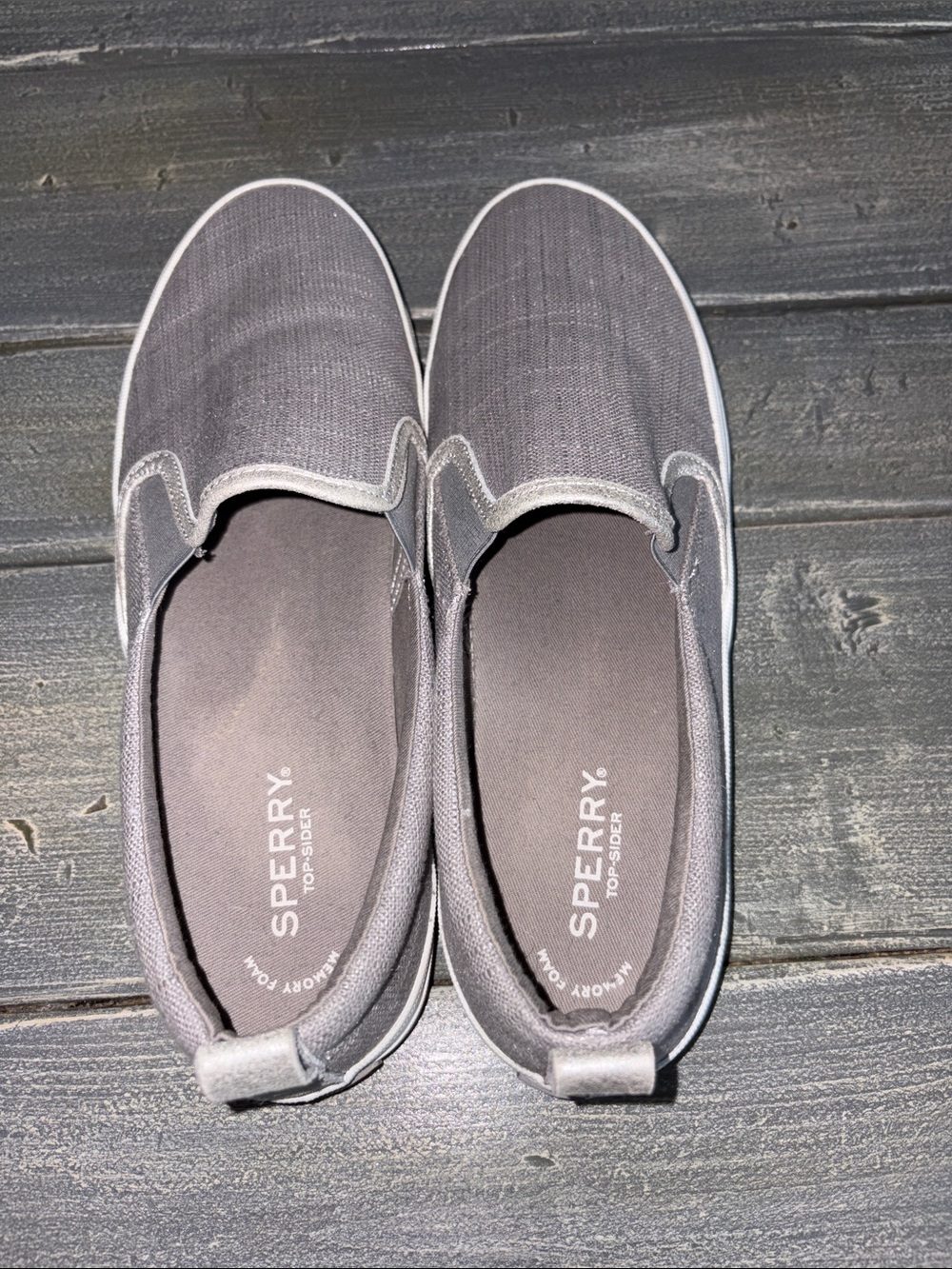 Sperry Women’s Gray Canvas Slip-On Loafers